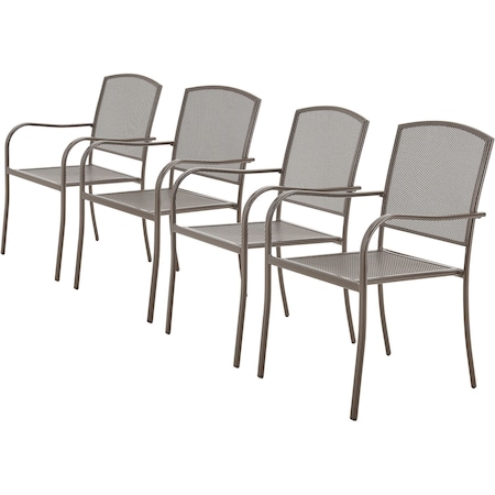 Global Industrial Outdoor Restaurant Stacking Armchair, Steel Mesh, Bronze, 4PK 262084BZ